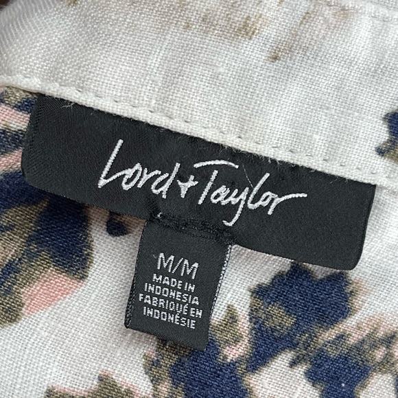 Lord and Taylor Womens size medium linen long sleeve button down shirt floral - Picture 4 of 5